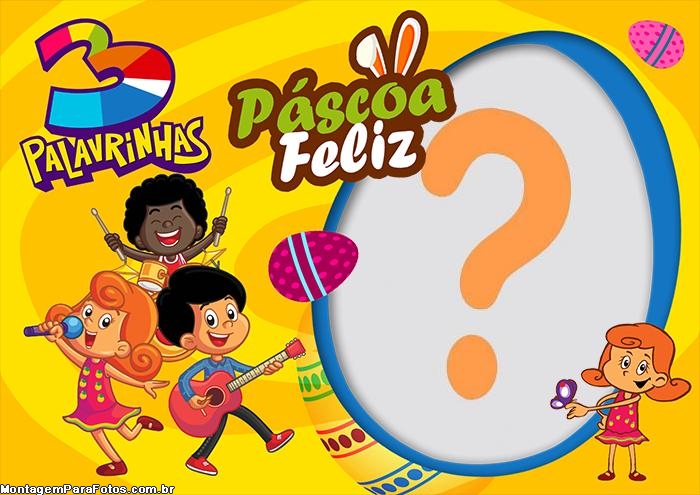 3 Palavrinhas Feliz Páscoa Moldura Grátis