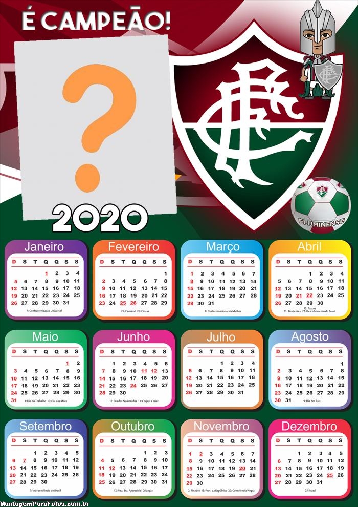 Calendário 2020 do Fluminense Foto Montagem