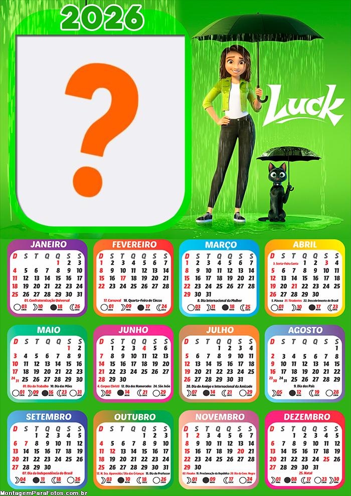 Foto em Calendário 2026 Luck Online