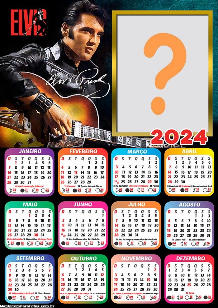 Calendário 2024 Elvis Presley Editar Fotos Montagem