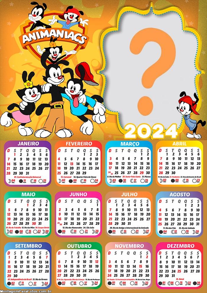 Calendário 2024 Animaniacs Fazer Grátis FotoMontagem