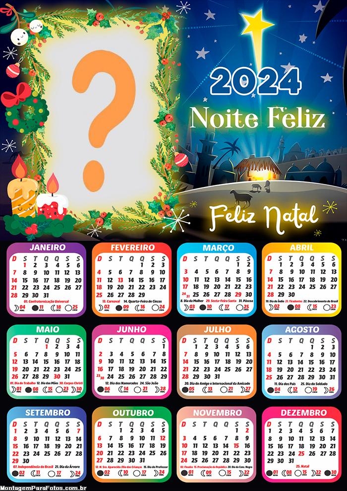 Fazer Foto Grátis Calendário 2024 Feliz Natal Noite Feliz