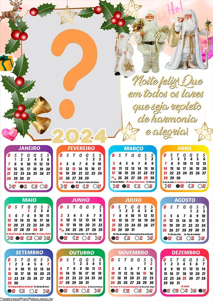 Calendário 2024 Natal Repleto de Harmonia e Alegria