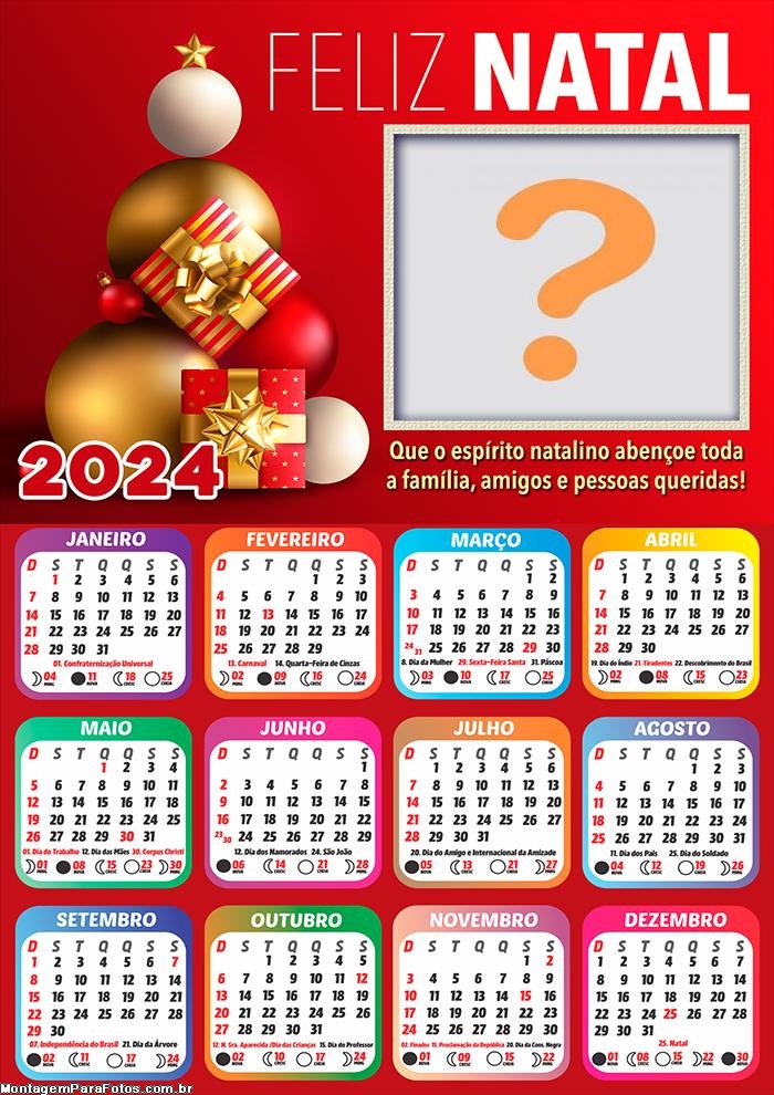 CalendÃ¡rio 2024 EspÃ­rito Natalino AbenÃ§oe Editar Online