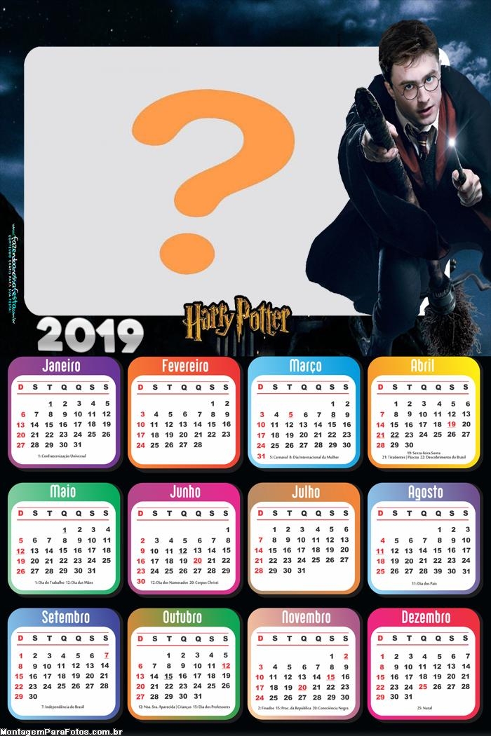 Calendário 2019 Harry Potter Filmes
