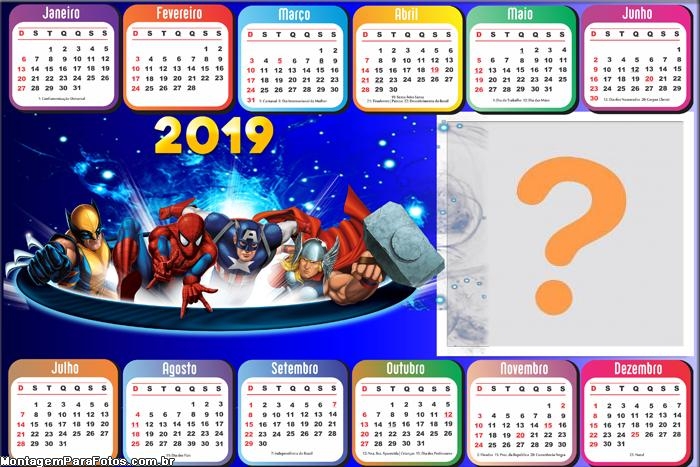 Calendário 2019 Horizontal Marvel