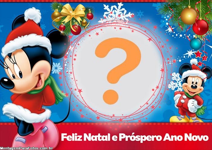 Minnie e Mickey Feliz Natal e Próspero Ano Novo | Colagem de Foto