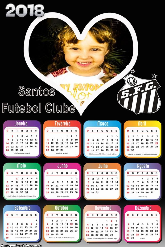 Calendário 2018 do Santos Time Futebol