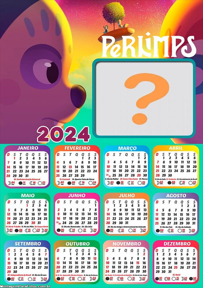 Calendário 2024 Perlimps Foto Colagem Grátis