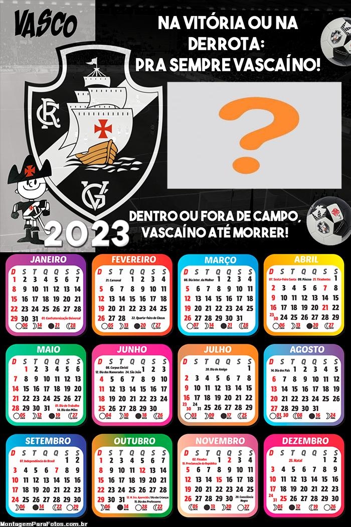 Calendário 2023 Vasco da Gama Futebol Foto Colagem
