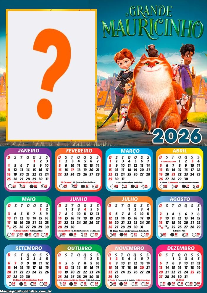 Calendário 2026 O Grande Mauricinho Criar Montagem