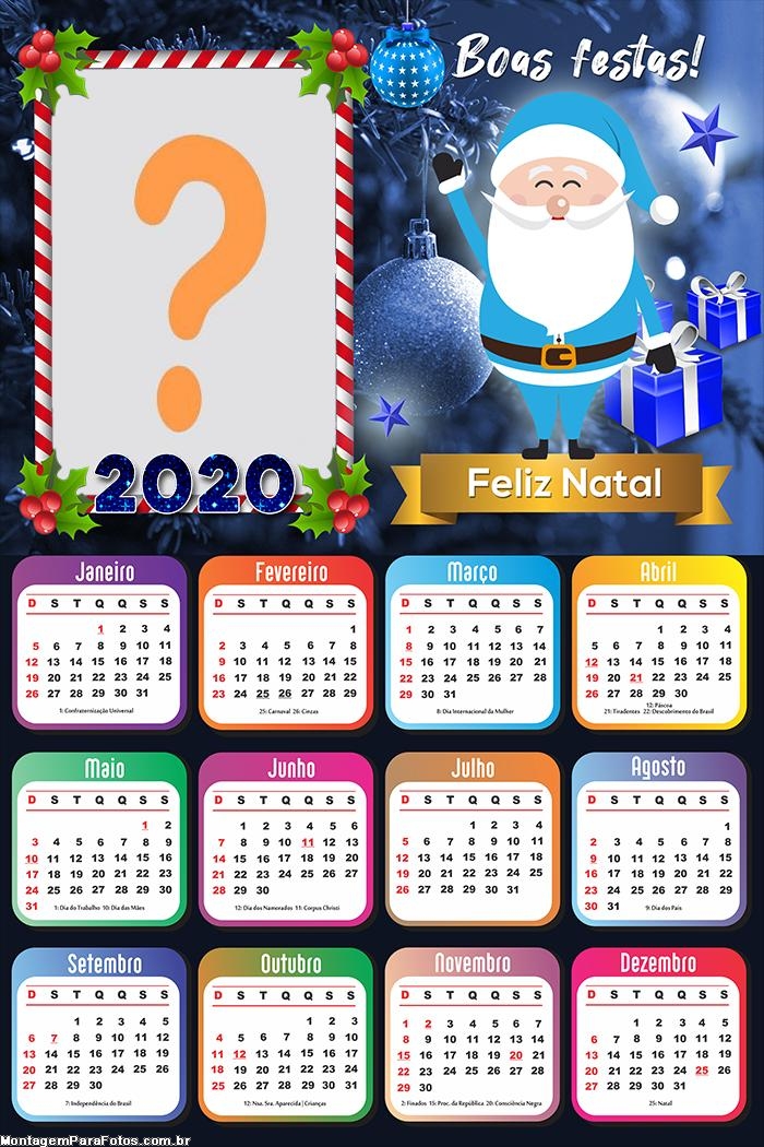 Calendário 2020 Papai Noel Azul