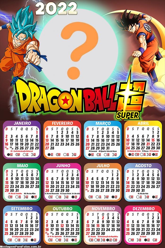 Calendário 2022 Dragon Ball Super Online