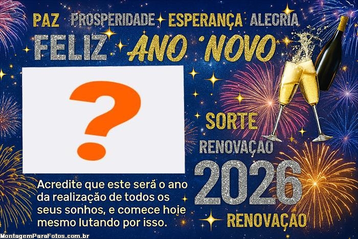 Palavras de Feliz 2026 colagem de fotos fácil