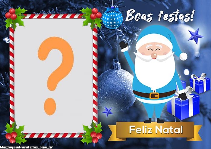 Papai Noel Azul Feliz Natal e Boas Festas