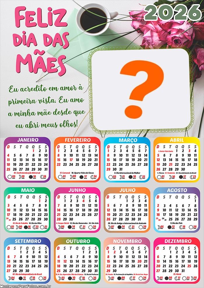 Foto Calendário 2026 Eu Acredito em Amor Grátis