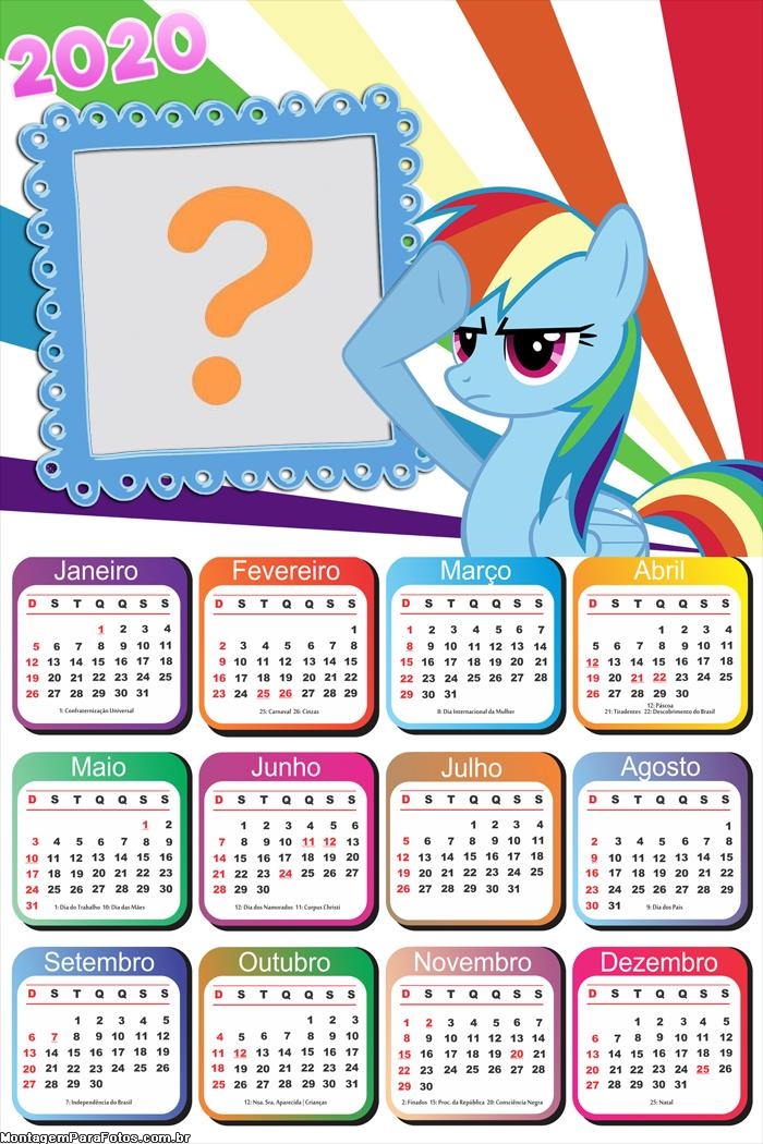 Moldura de Foto Calendário 2020 My Little Pony