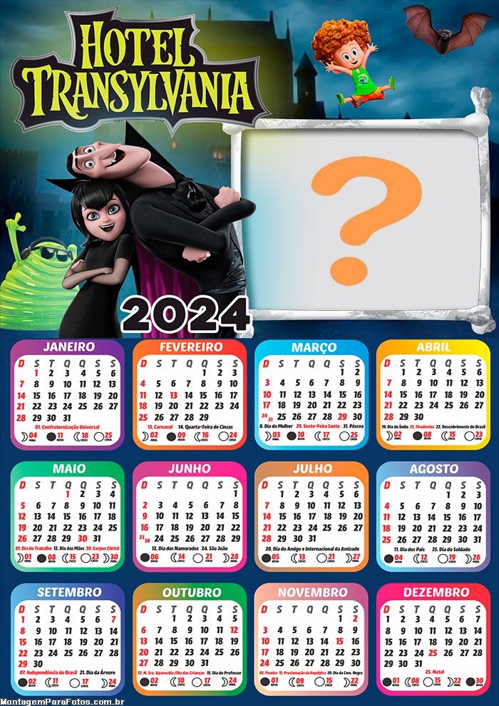 Calendário 2024 Montar Foto Grátis Hotel Transylvania