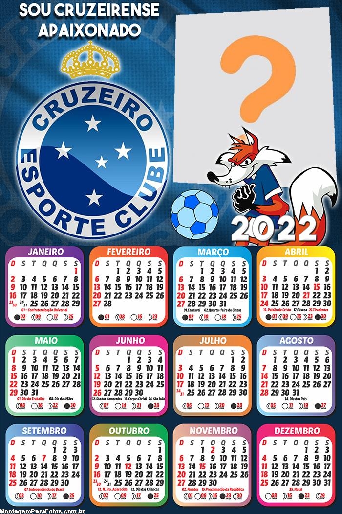 Calendário 2022 Cruzeiro Mascote Online
