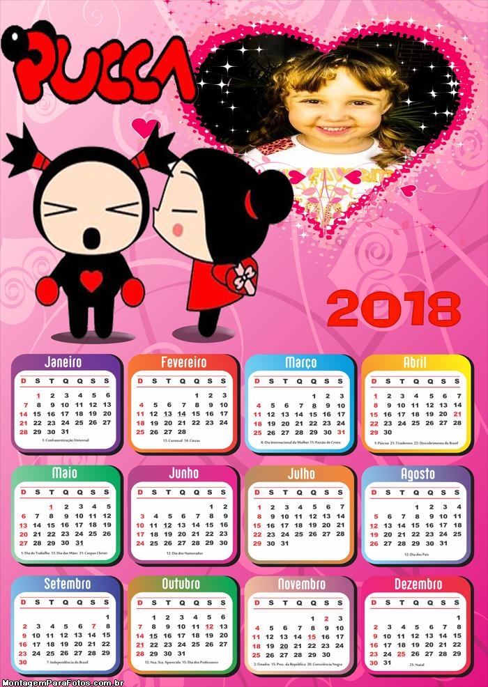 Calendário 2018 da Pucca