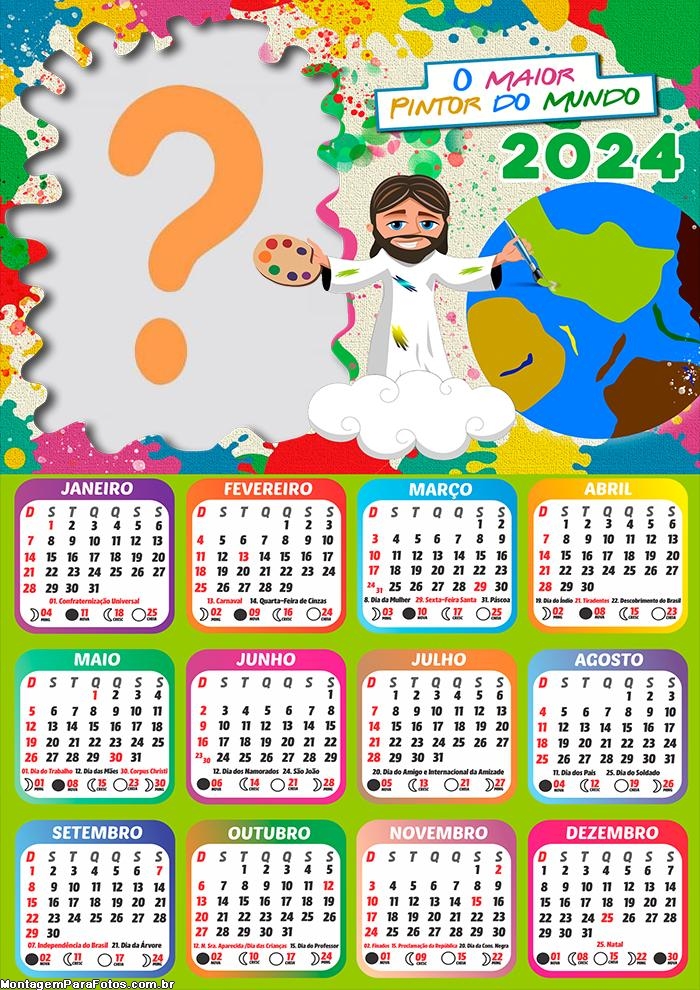 Imprimir Grátis Calendário 2024 O Maior Pintor do Mundo