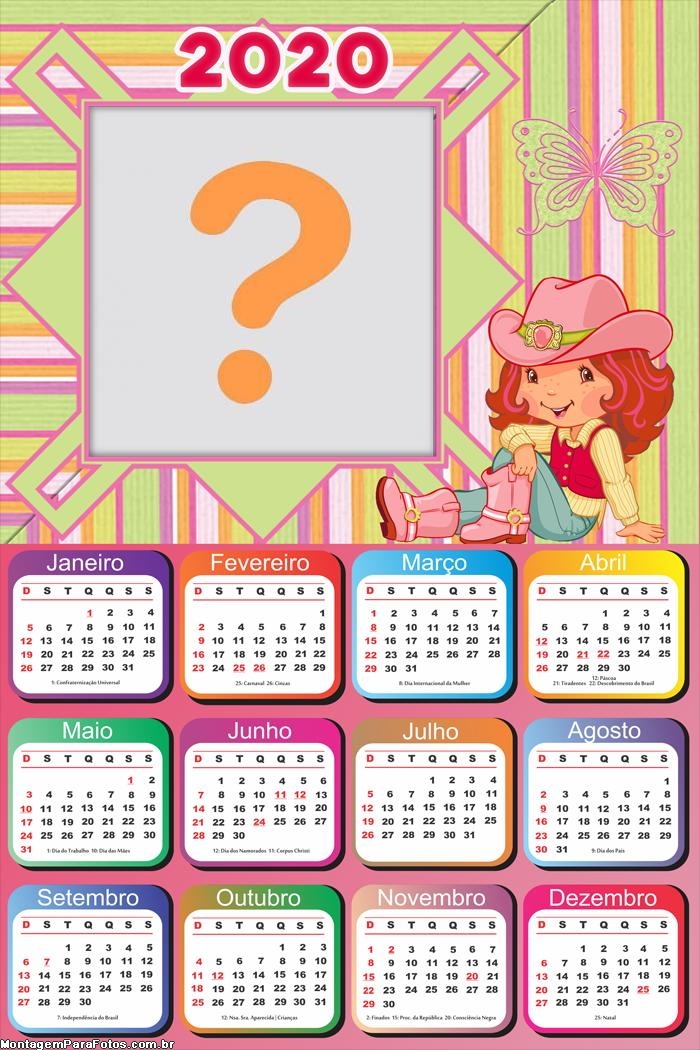 Calendário 2020 Moranguinho FotoMontagem