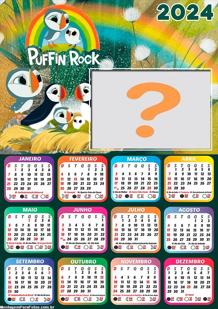 Calendário 2024 Puffin Rock Montar Grátis Foto