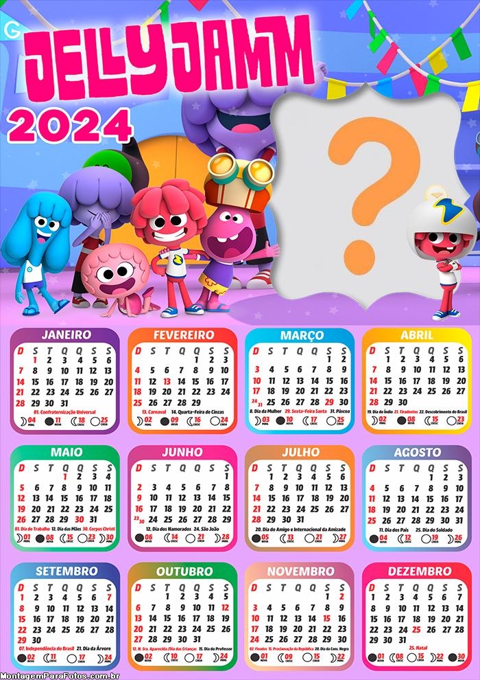 Calendário 2024 Jelly Jamm Colagem Moldura Online