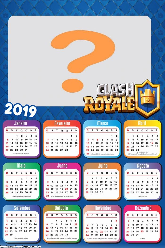 Calendário 2019 Tema Clash Royale