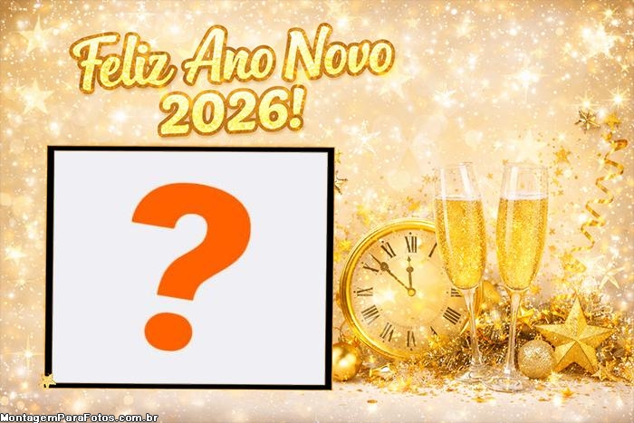 Foto Moldura Dourada de Feliz Ano Novo 2026