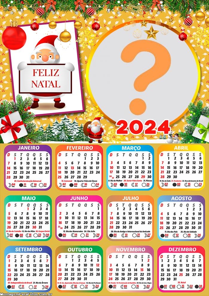 Calendário 2024 Um Feliz Natal Enfeitado Fazer Online Montagem