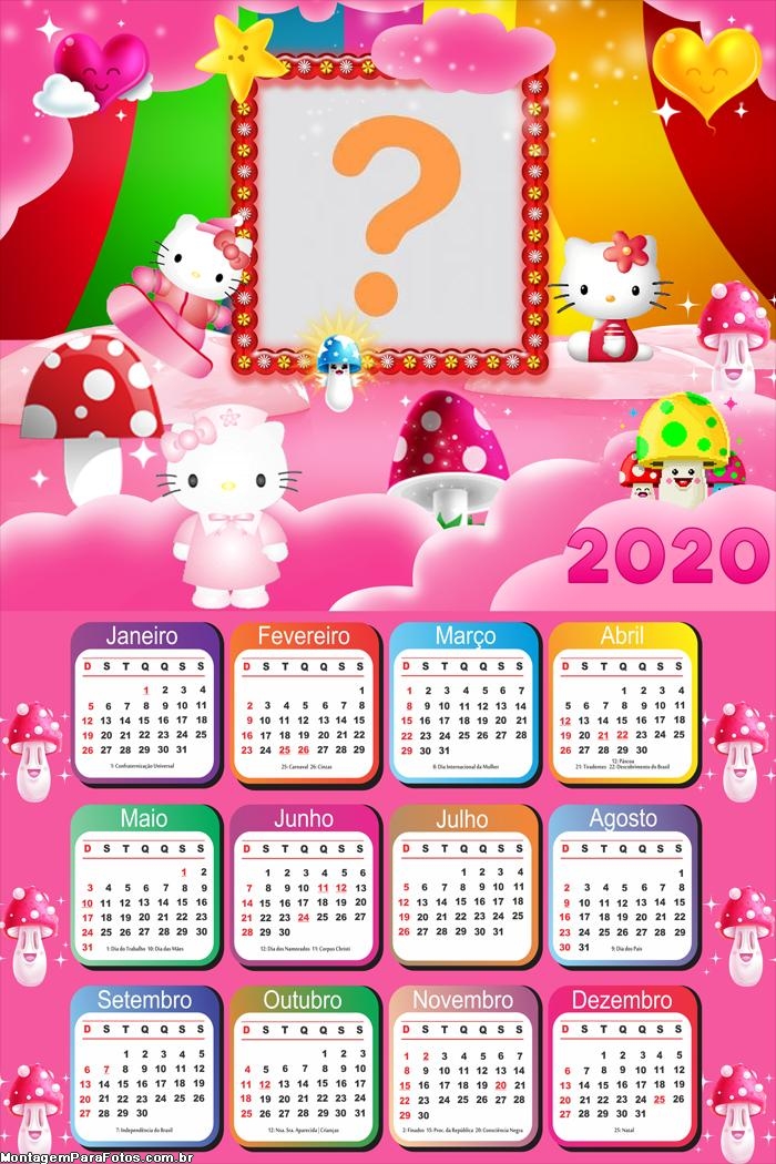 Calendário 2020 Hello Kitty Montagem Digital