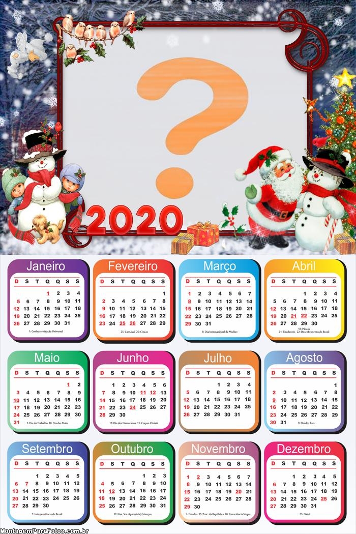 Calendário 2020 de Natal Foto Montagem Grátis