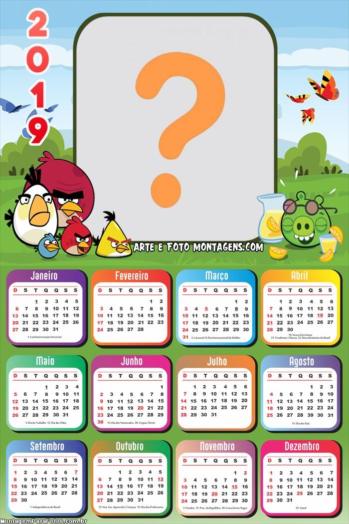 Calendário 2019 Angry Birds