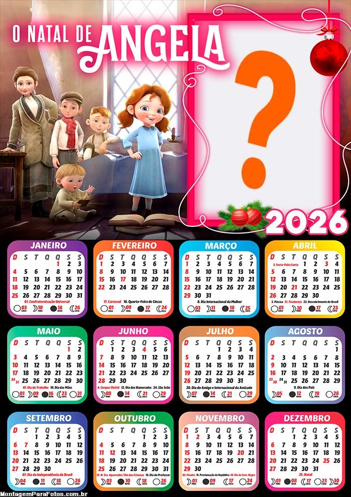 Calendário 2026 O Natal de Angela Montagem de Foto