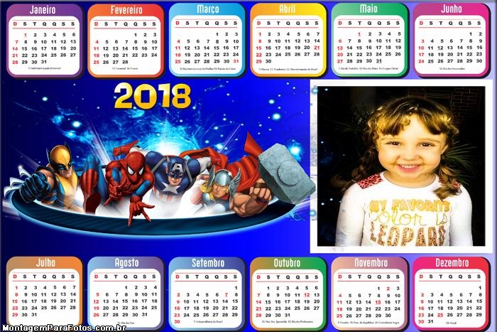 Calendário 2018 Horizontal Marvel