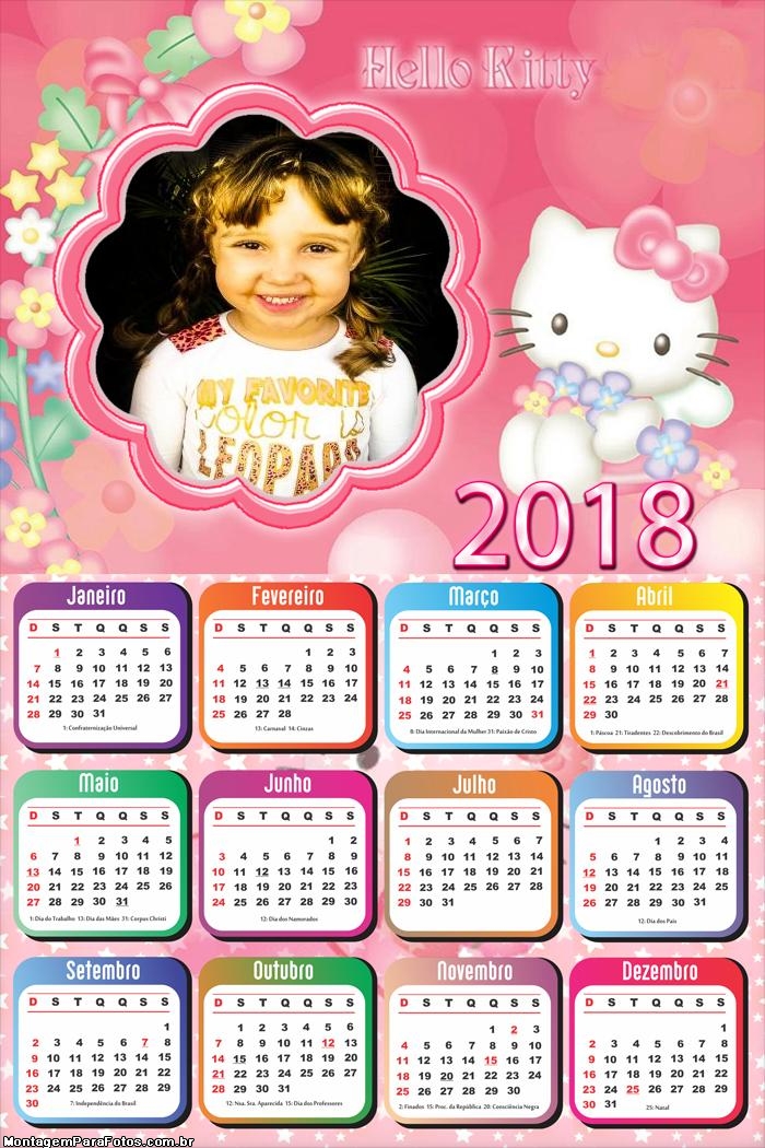 Calendário 2018 Hello Kitty Infantil
