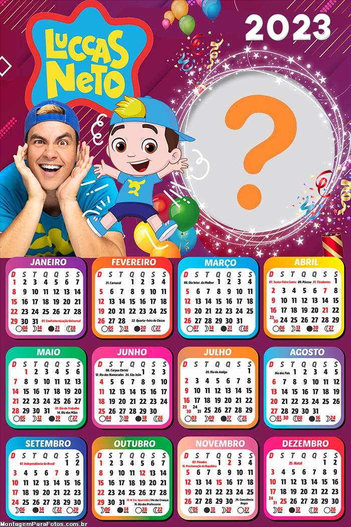 Foto Colagem Calendário 2023 Luccas Neto Aniversário | Colagem de Foto Foto Colagem Calendário 2023 Luccas Neto Aniversário | Colagem de Foto