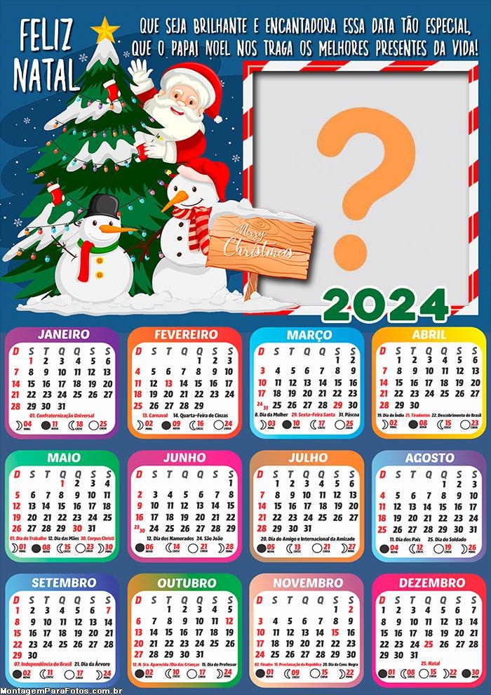 Calendário 2024 Papai Noel Melhores Presentes da Vida Colar Imagem