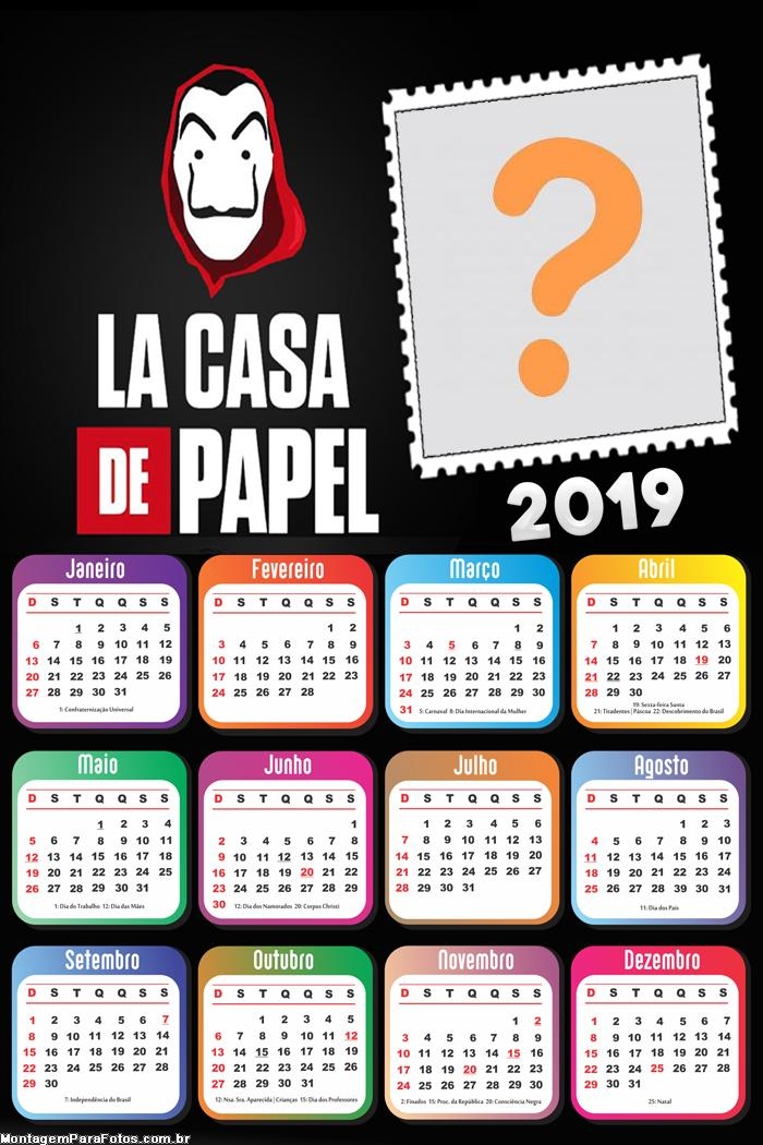 Calendário 2019 La Casa de Papel
