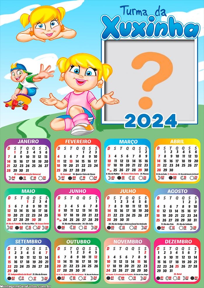 Calendário 2024 Turma da Xuxinha Emoldurar Foto Online