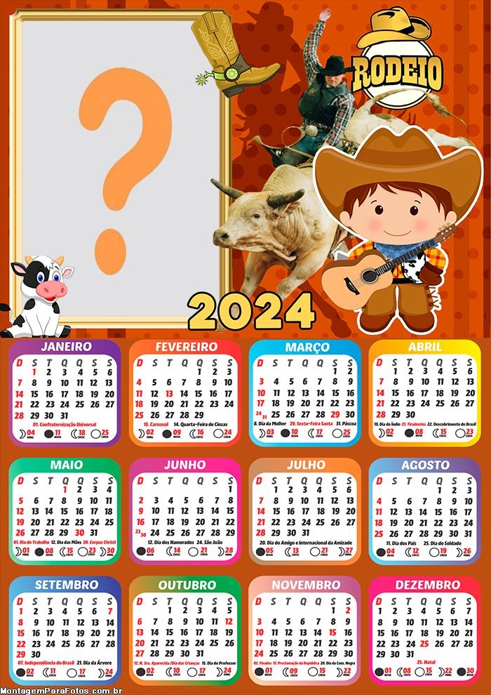 Calendário 2024 Rodeio Infantil Criar Montagem