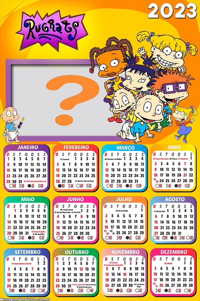 Calendário 2023 Os Anjinhos Rugrats para Foto Colagem