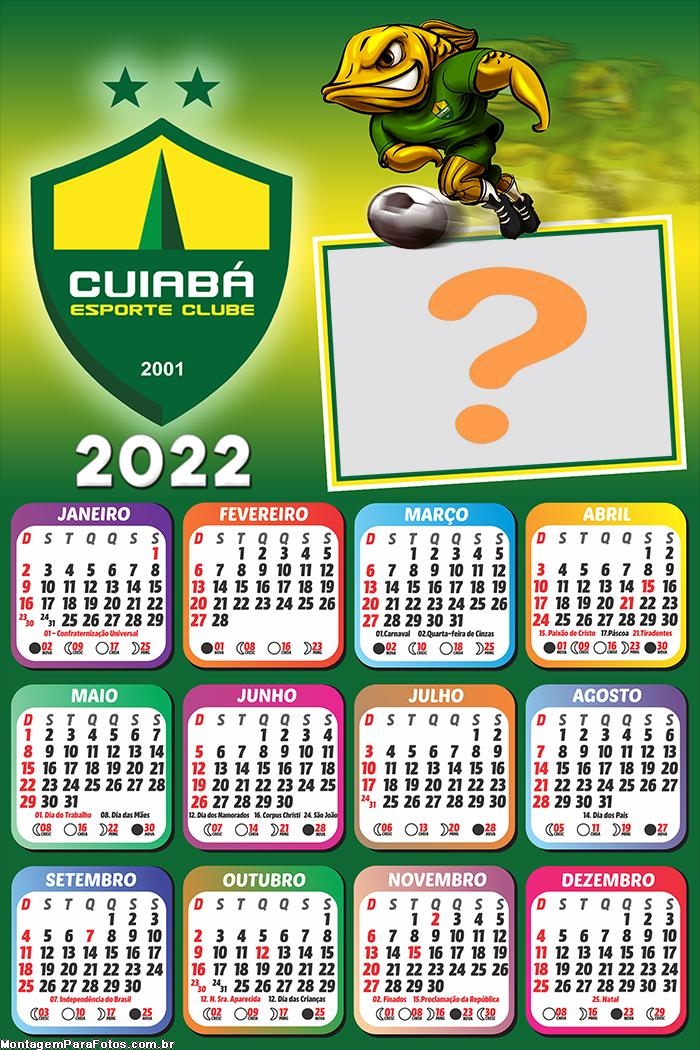 Calendário 2022 Cuiabá Time Colagem de Foto