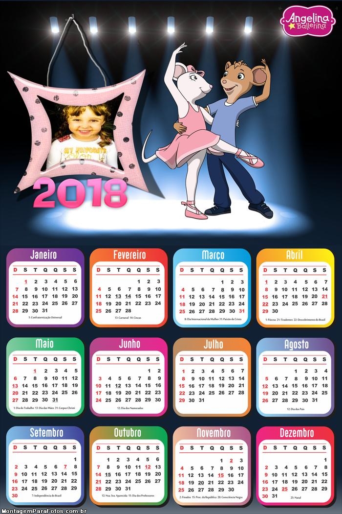 Calendário 2018 Bailarina Angelina