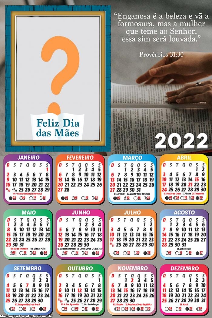 Calendário 2022 Provérbios 31:30 Montar Online