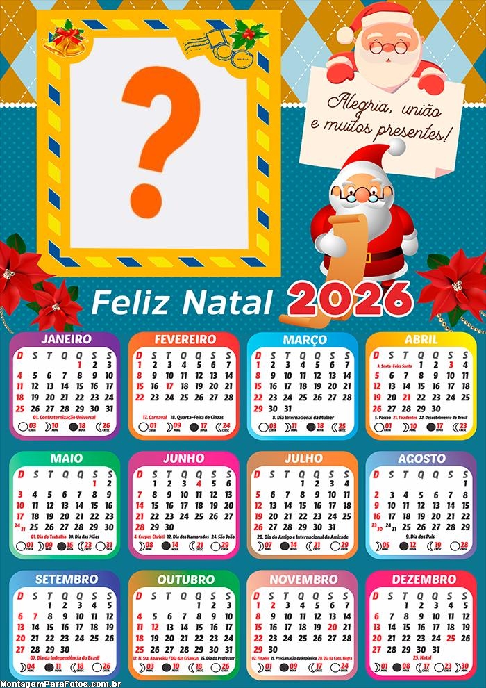 Calendário 2026 Pocoyo Fazer Colagem Grátis