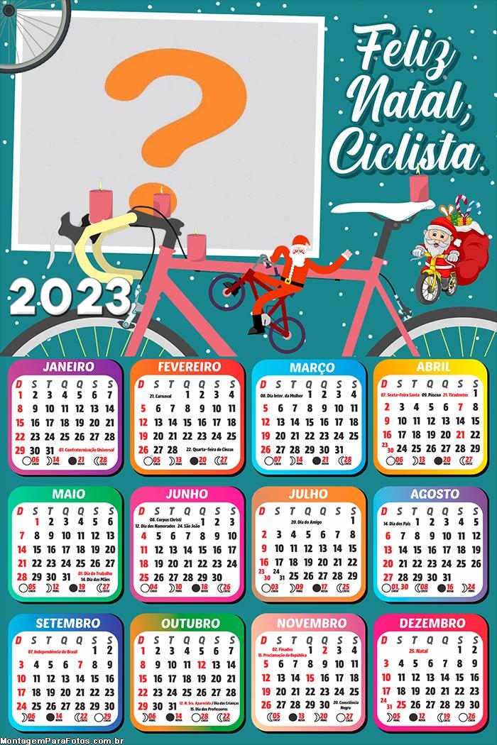 Calendário 2023 Feliz Natal Ciclistas Foto Colagem