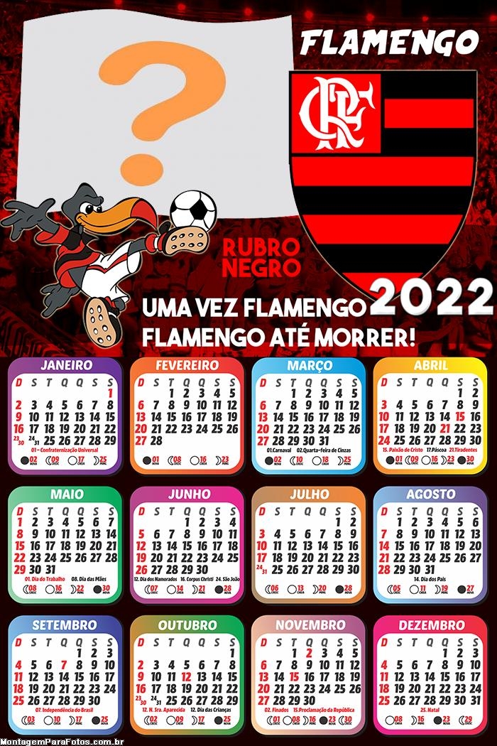 Calendário 2022 Flamengo Fazer Montagem de Fotos