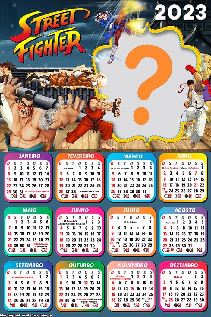 Calendário 2023 Street Fighter Criar Online